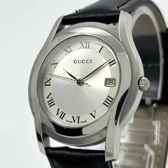 Gucci 5500M Men's Analog Quartz Watch with Silver Dial, Roman Numerals, Date ... - Picture 1 of 11